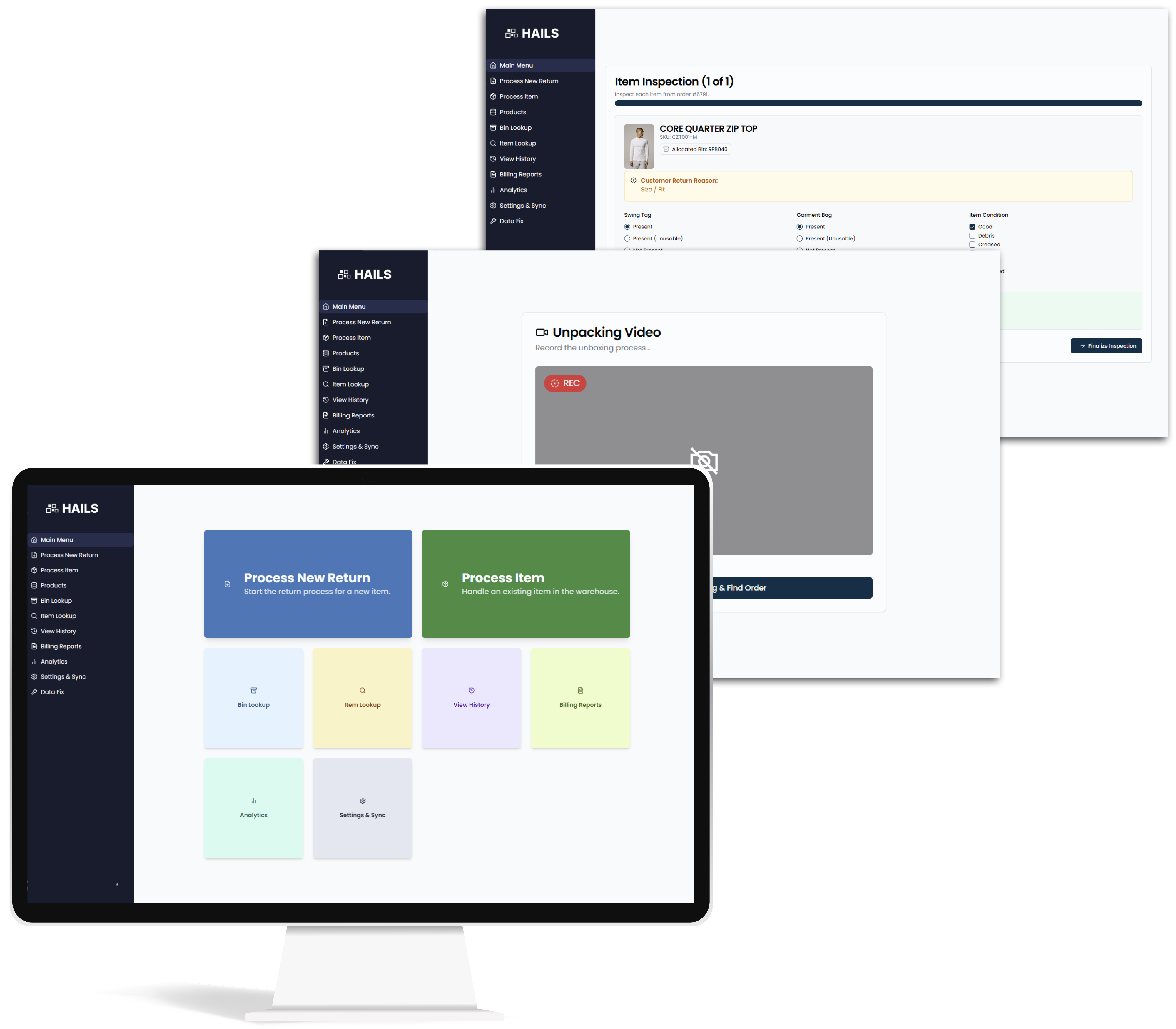 Returns management software dashboard